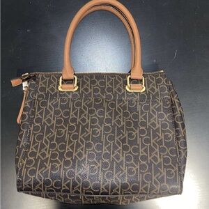 Calvin Klein Brown Monogram Tote Bag